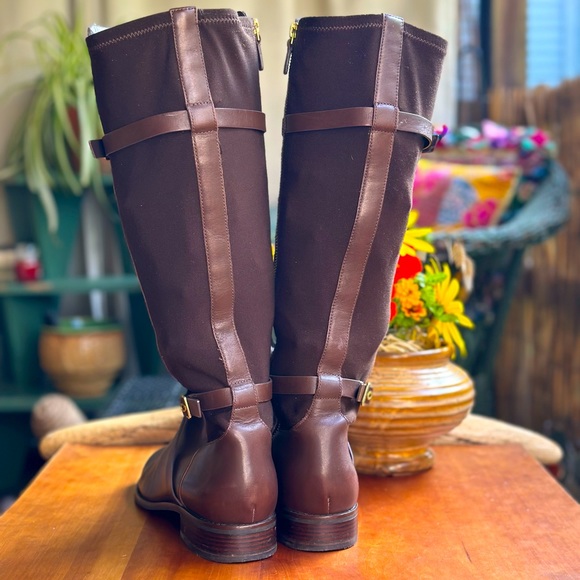 Cole Haan Dorian brown leather/stretch equestrian knee boot. Size 9.5 - Picture 5 of 11